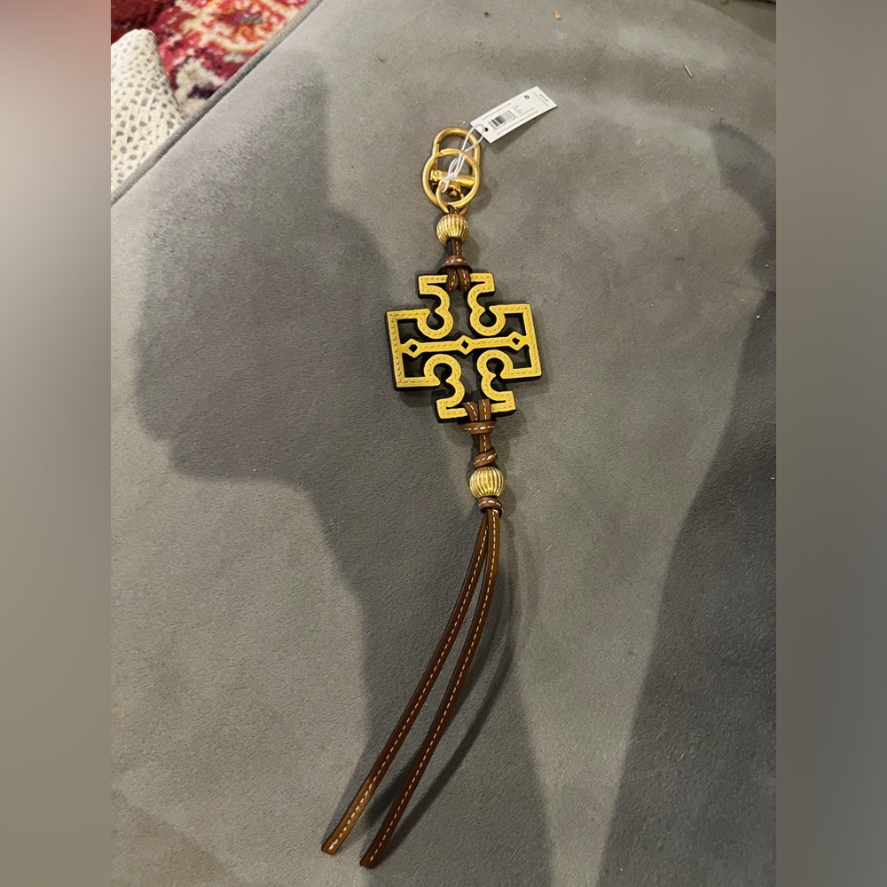 Tory Burch yellow leather Kira tassel key ring - NWT